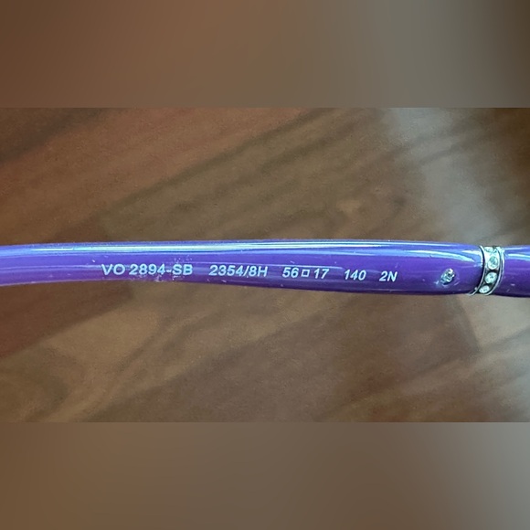 Vogue Eyeglasses Frames Purple Crystal embellished arms, (put your lenses in)! - Picture 5 of 10